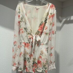 Cotton Candy Pink Floral Long Sleeve Jumpsuit